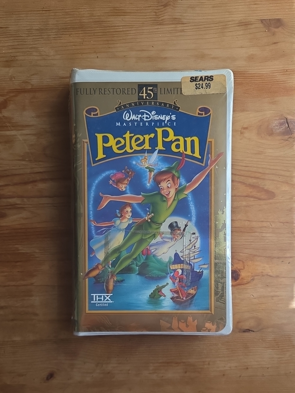 Disney 1998 Peter Pan VHS 45th Anniversary Masterpiece Sealed Sears Price Tag